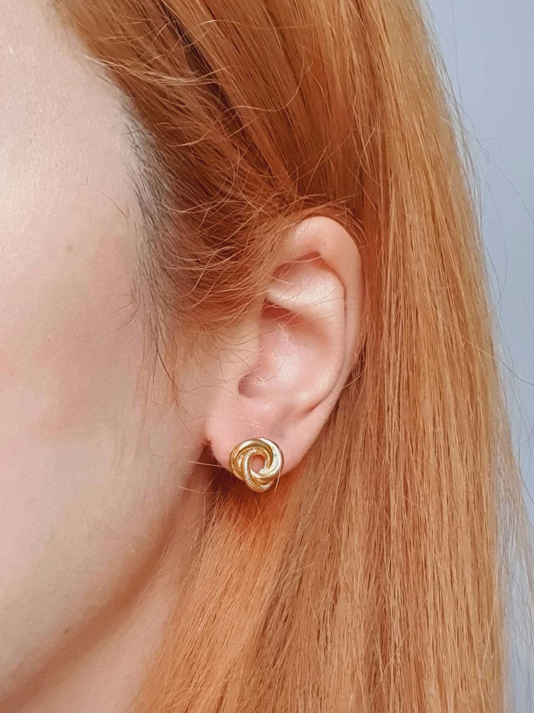 Vintage Gold Toned Knot Stud Earrings