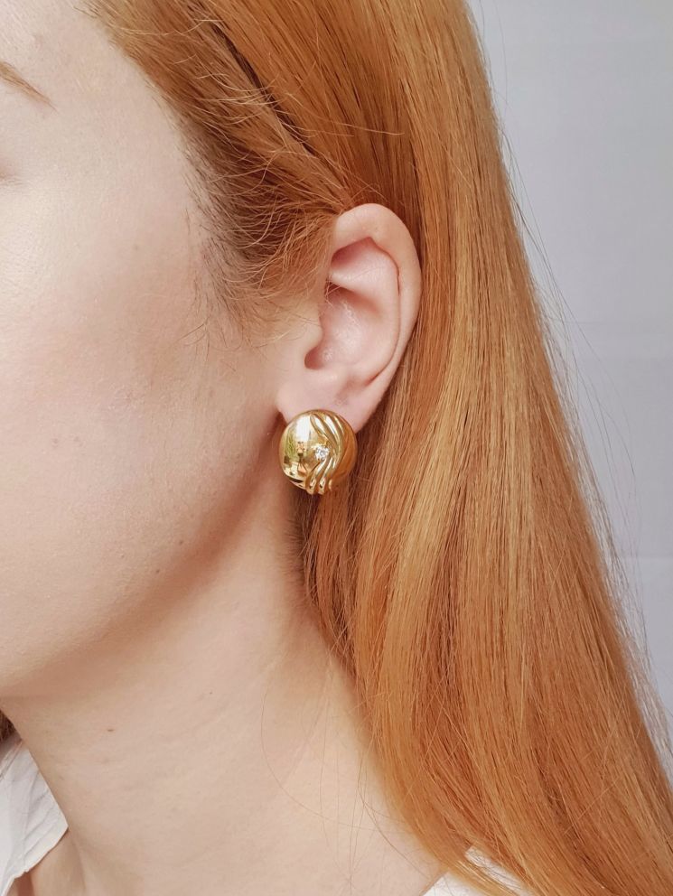 Vintage Gold Plated Round Stud Earrings