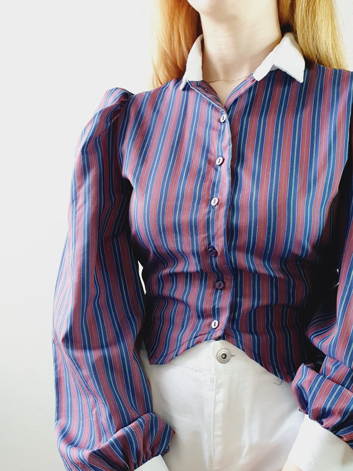 Vintage 1980s Victorian Style Blouse • XS-M