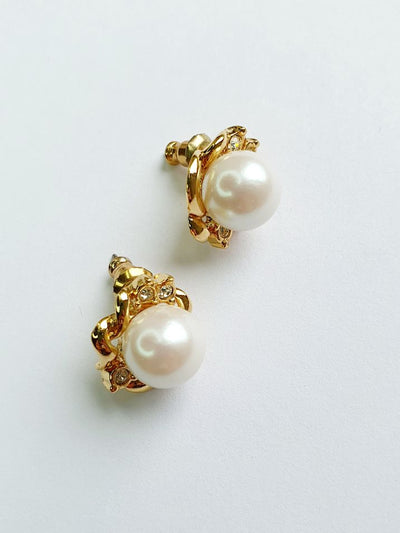 Vintage Gold Plated Pearl Stud Earrings