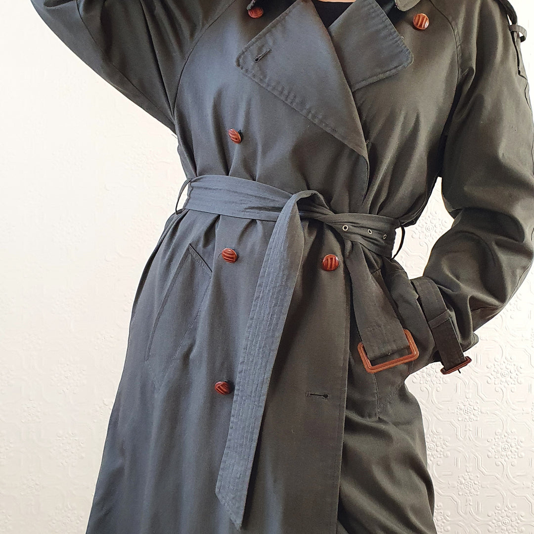 Khaki Trench Coat with Scarf - XL