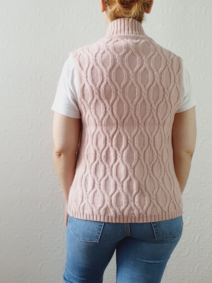 Vintage Soft Pink Lambswool & Cashmere Zip Up Vest - XS/S