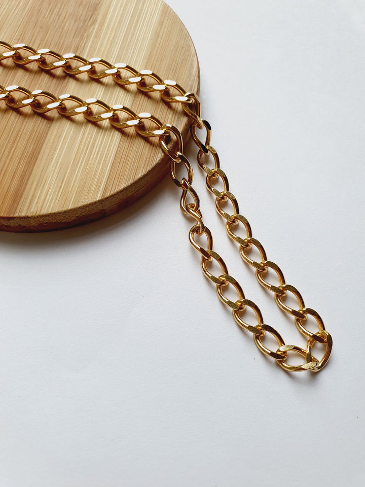 Vintage Gold Plated Curb Chain Necklace