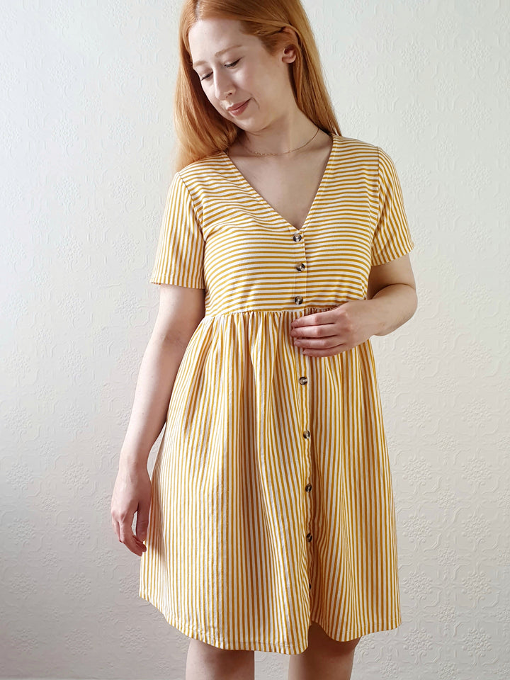 Striped Summer V-Neck Dress - S/M