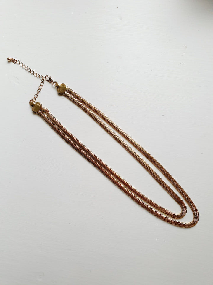 Double Herringbone Chain Necklace