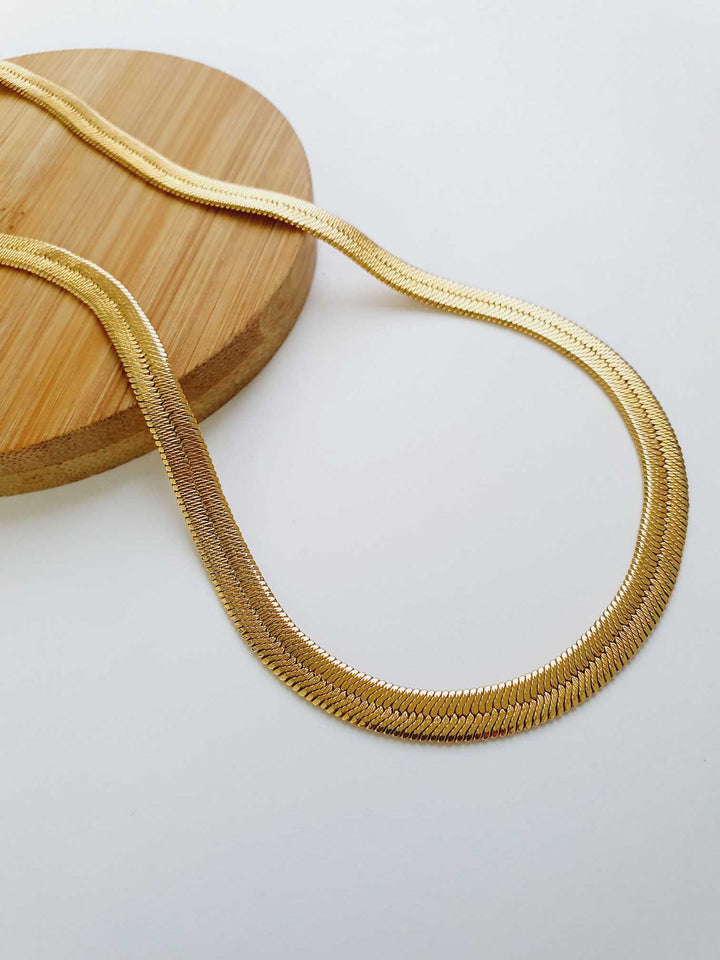 Vintage Gold Toned Herringbone Chain Necklace by Napier