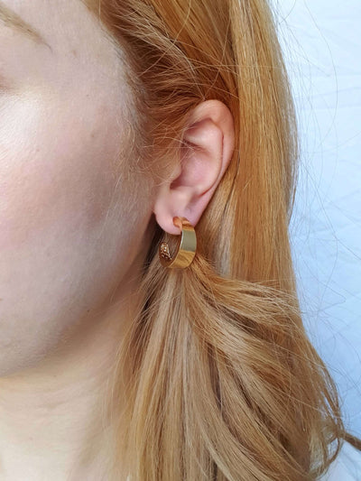 Vintage Gold Plated Chunky Hoop Earrings