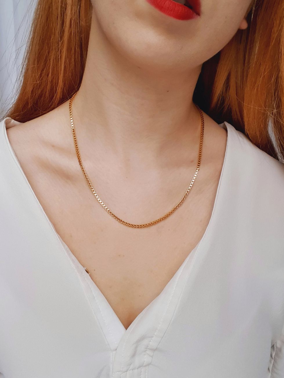 Vintage Gold Plated Thin Box Chain Necklace