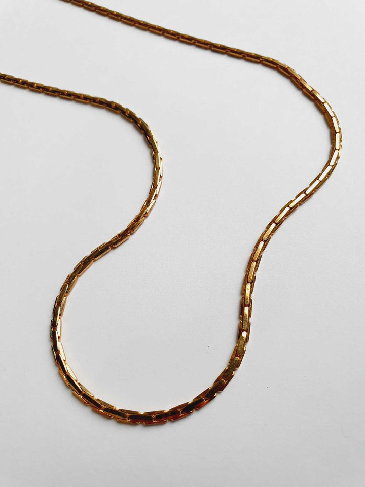 Vintage Gold Plated Flat Chain Necklace