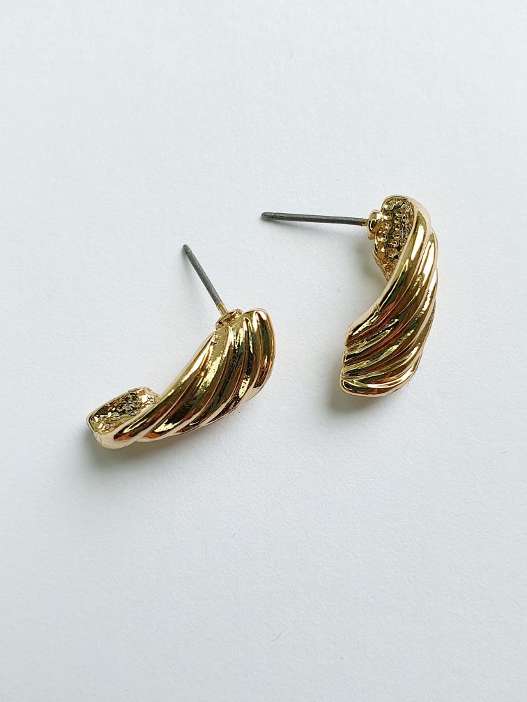 Vintage Gold Toned Twist Stud Earrings