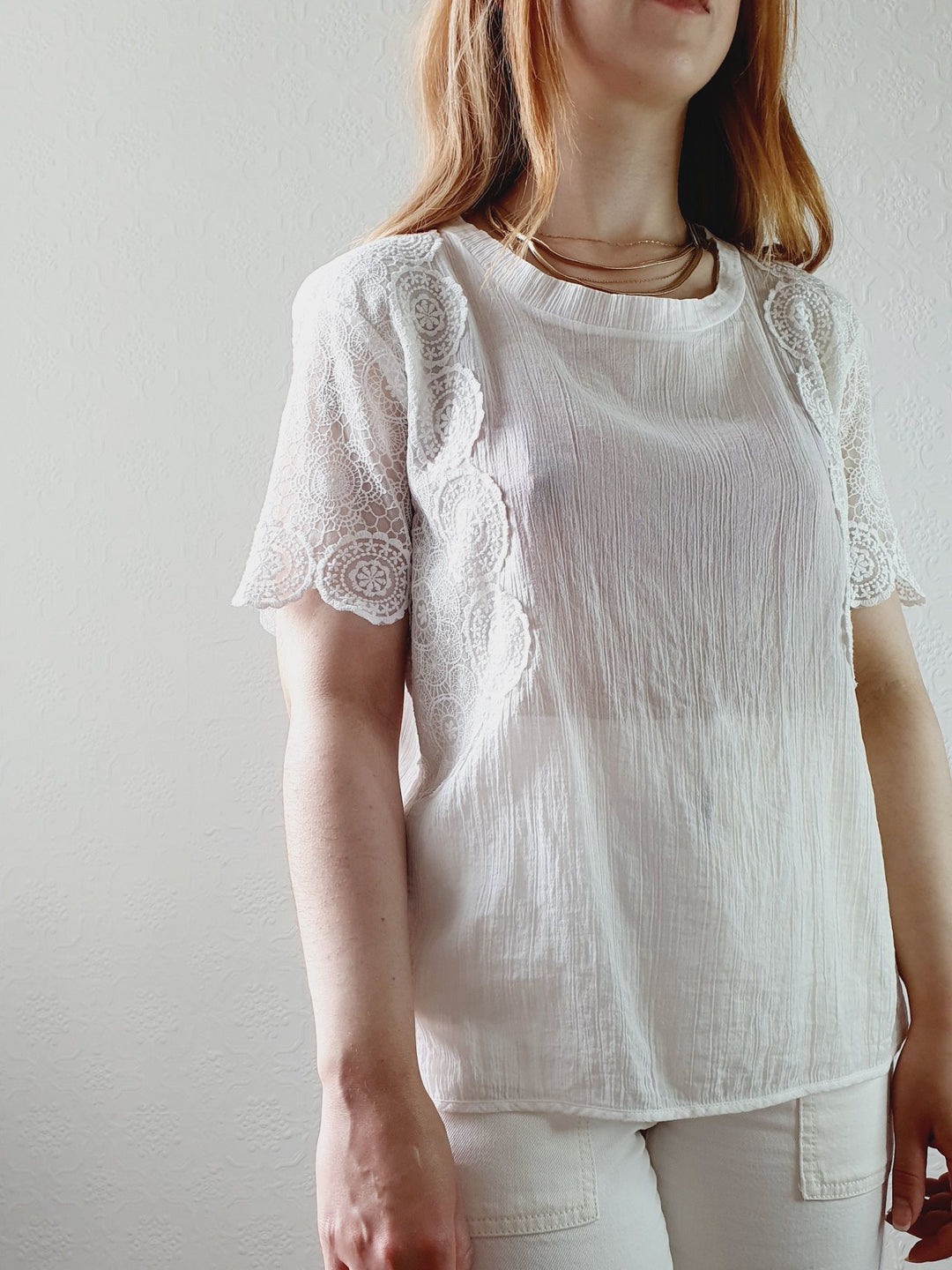 Sheer Cotton Lacy Blouse - M/L