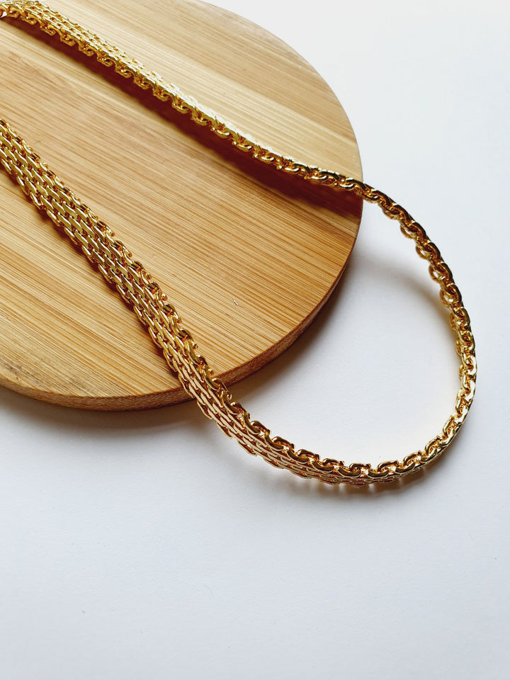 Vintage Gold Plated Thin Mesh Chain Necklace