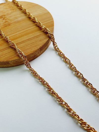 Vintage Gold Plated Wheat Chain Necklace 16"