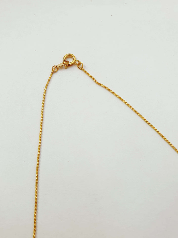 Vintage Gold Plated Fine Chain Necklace with Beads - Multi