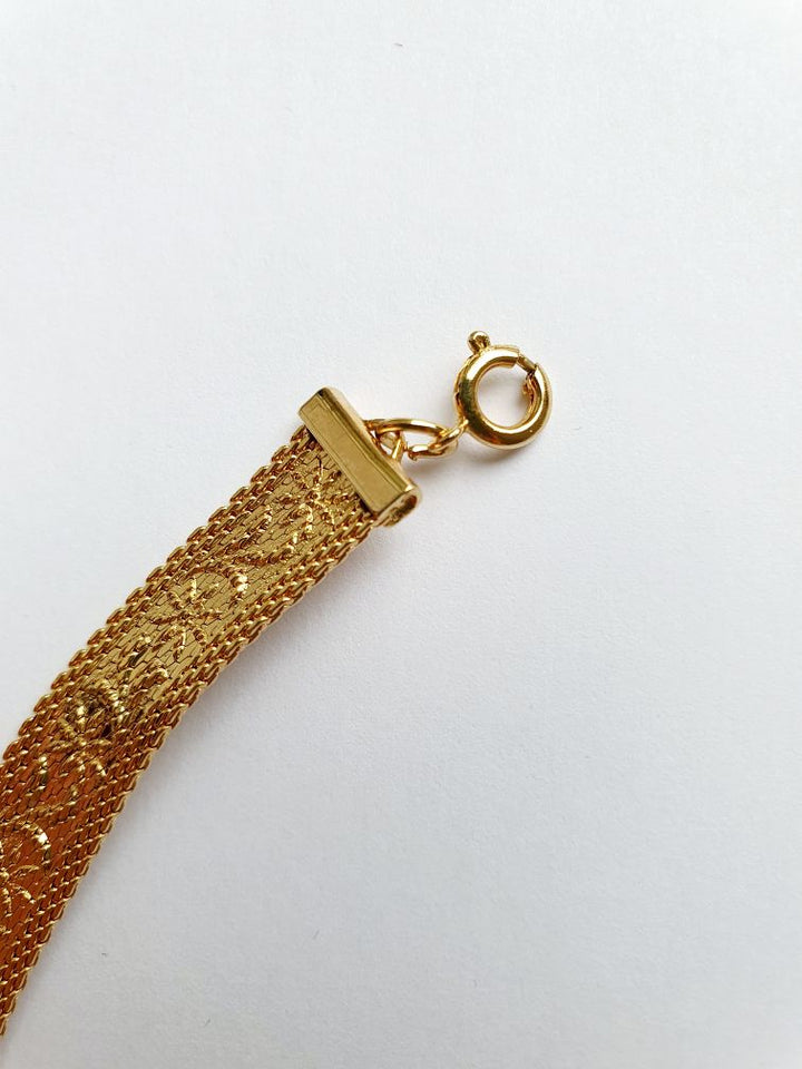 Vintage Gold Plated Flat Mesh Chain Necklace