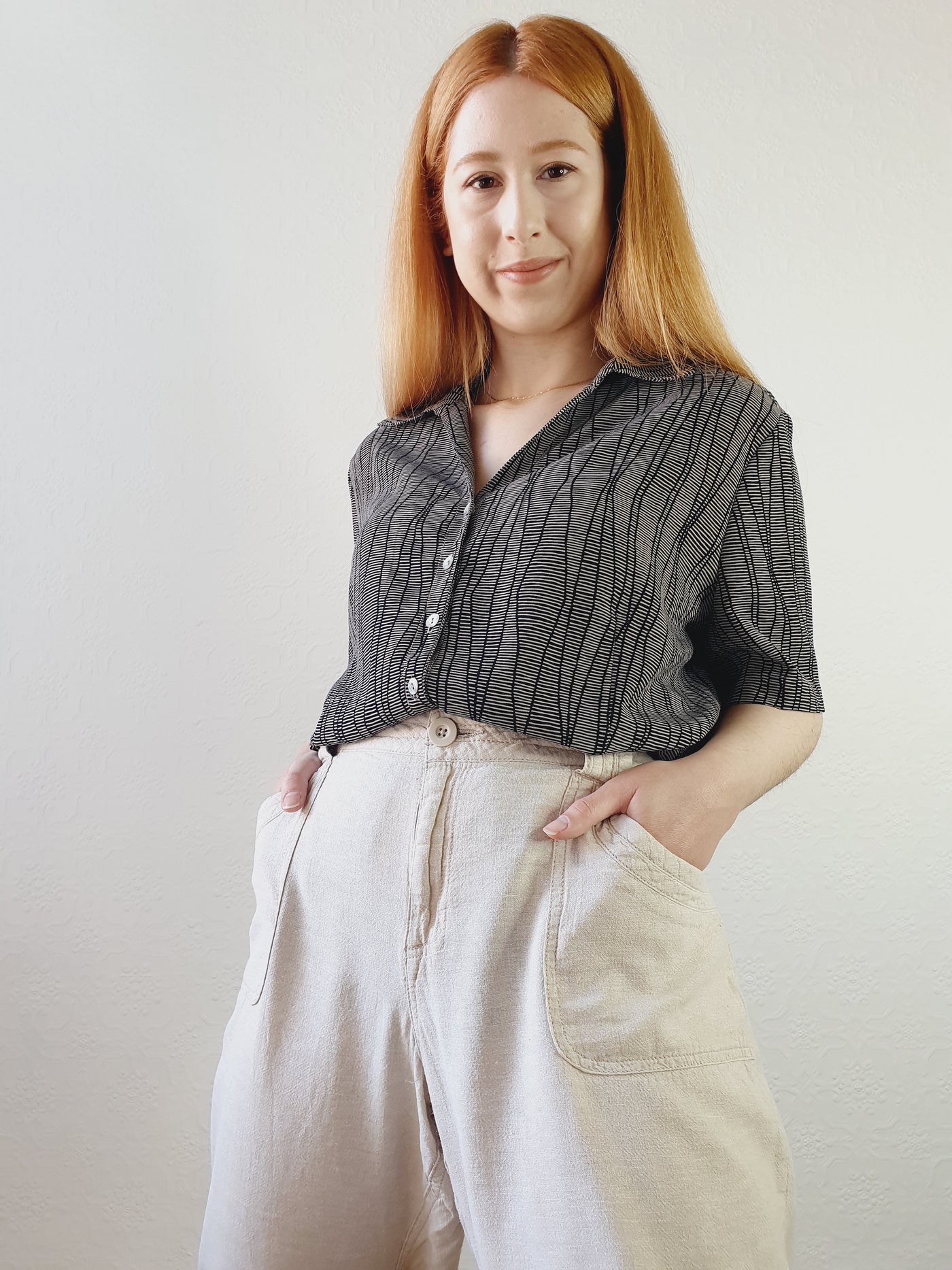 80s Abstract Patterned Top - XL