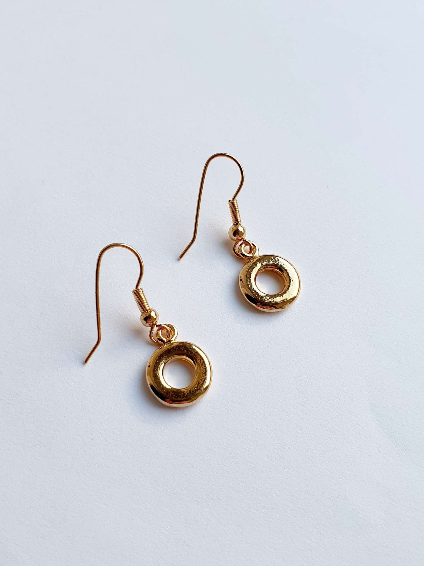 Vintage Gold Plated Drop Earrings with Circle Charm