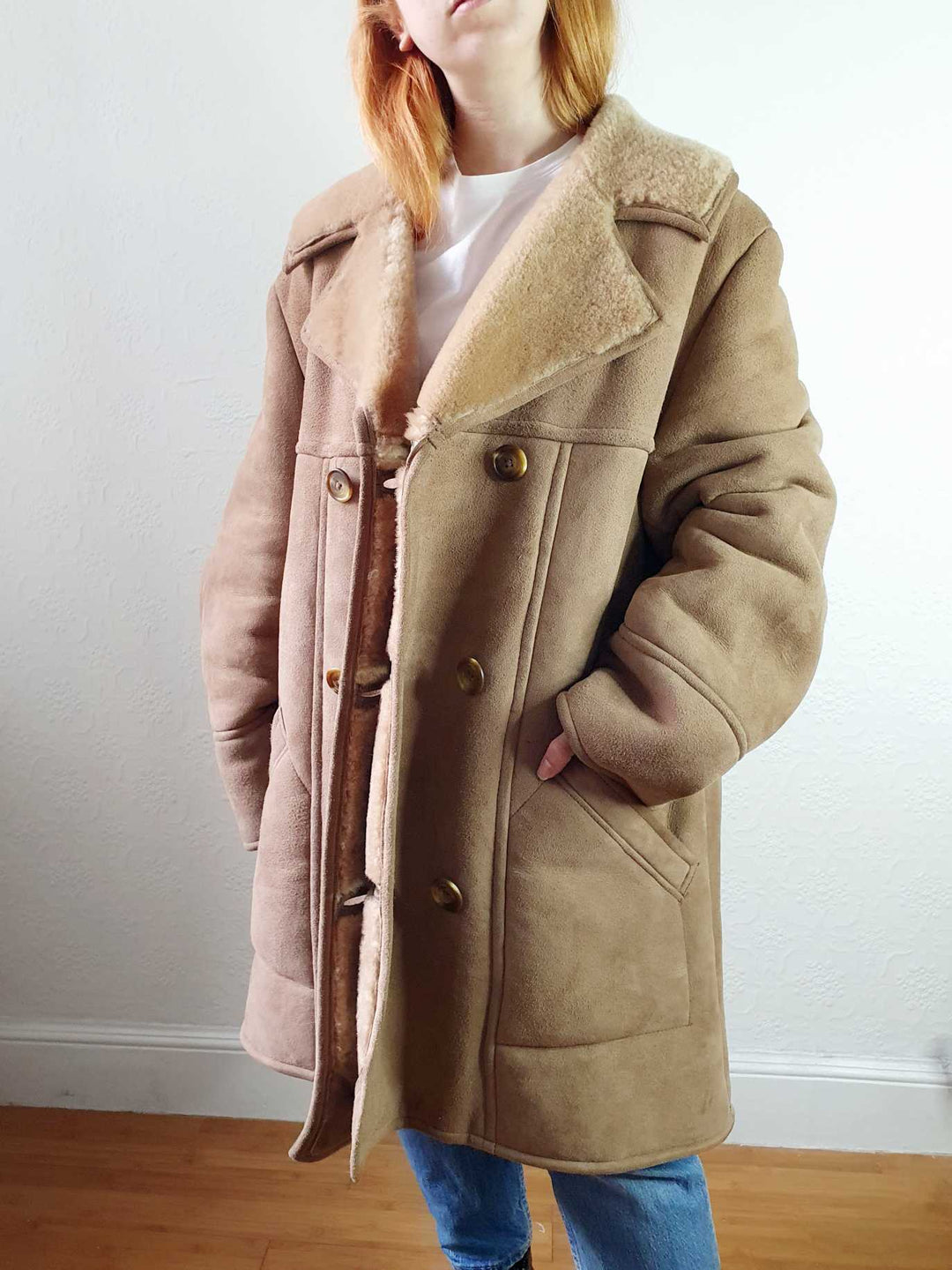 Vintage Brown Genuine Sheepskin Jacket - XL