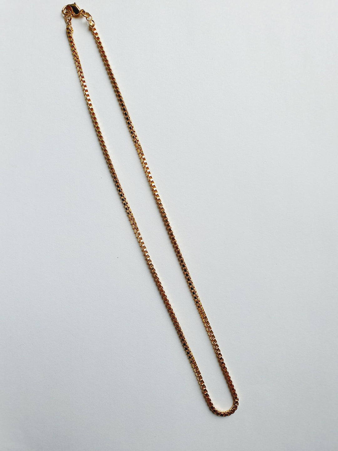 Vintage Gold Plated Skinny Box Chain Necklace