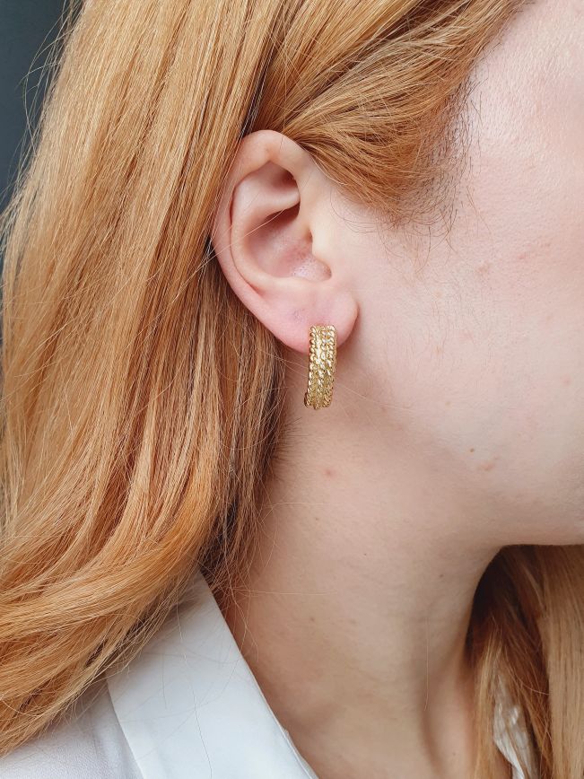 Vintage Gold Plated Twist Half Hoop Earrings