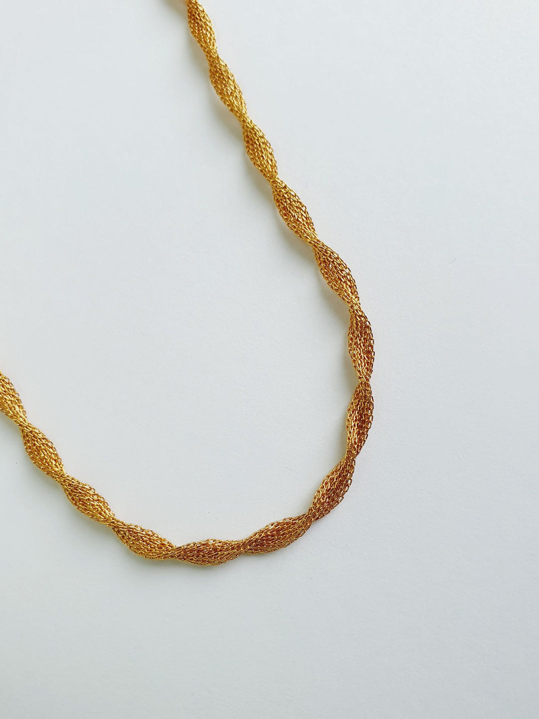 Gold Plated Twist Mesh Chain Necklace