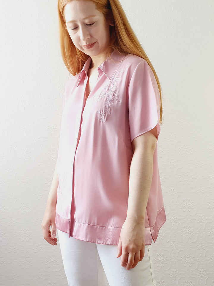 Embroidered Pink Top - L/XL