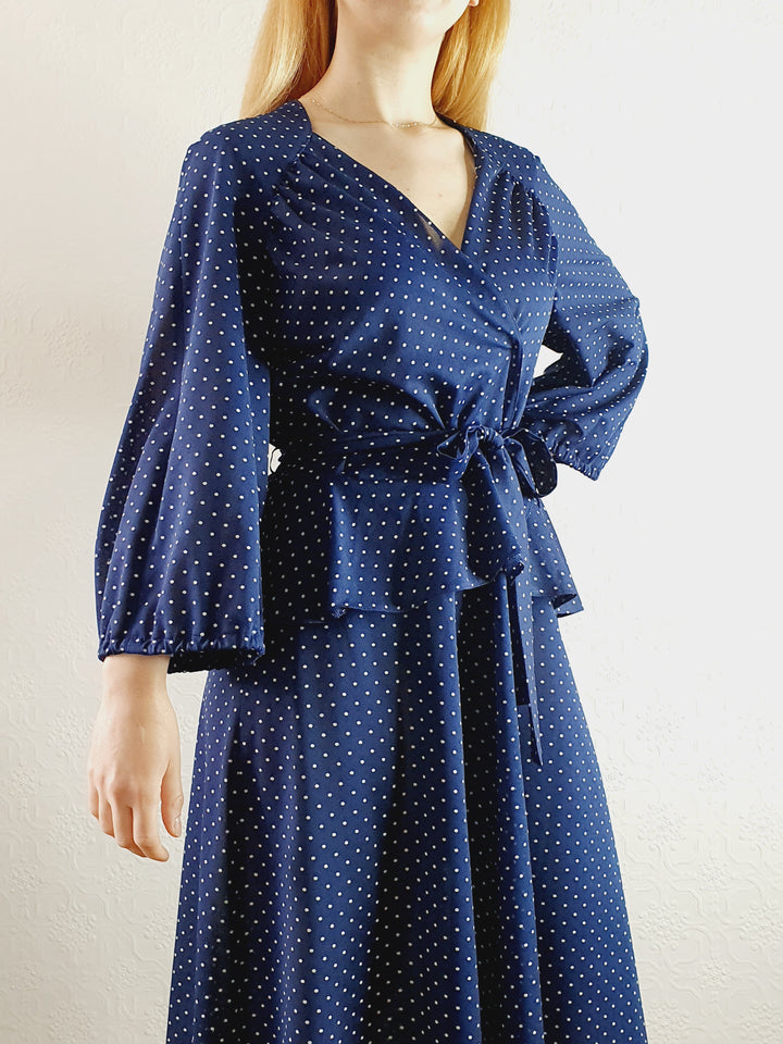 Vintage 1980s Polka Dot Dress - M