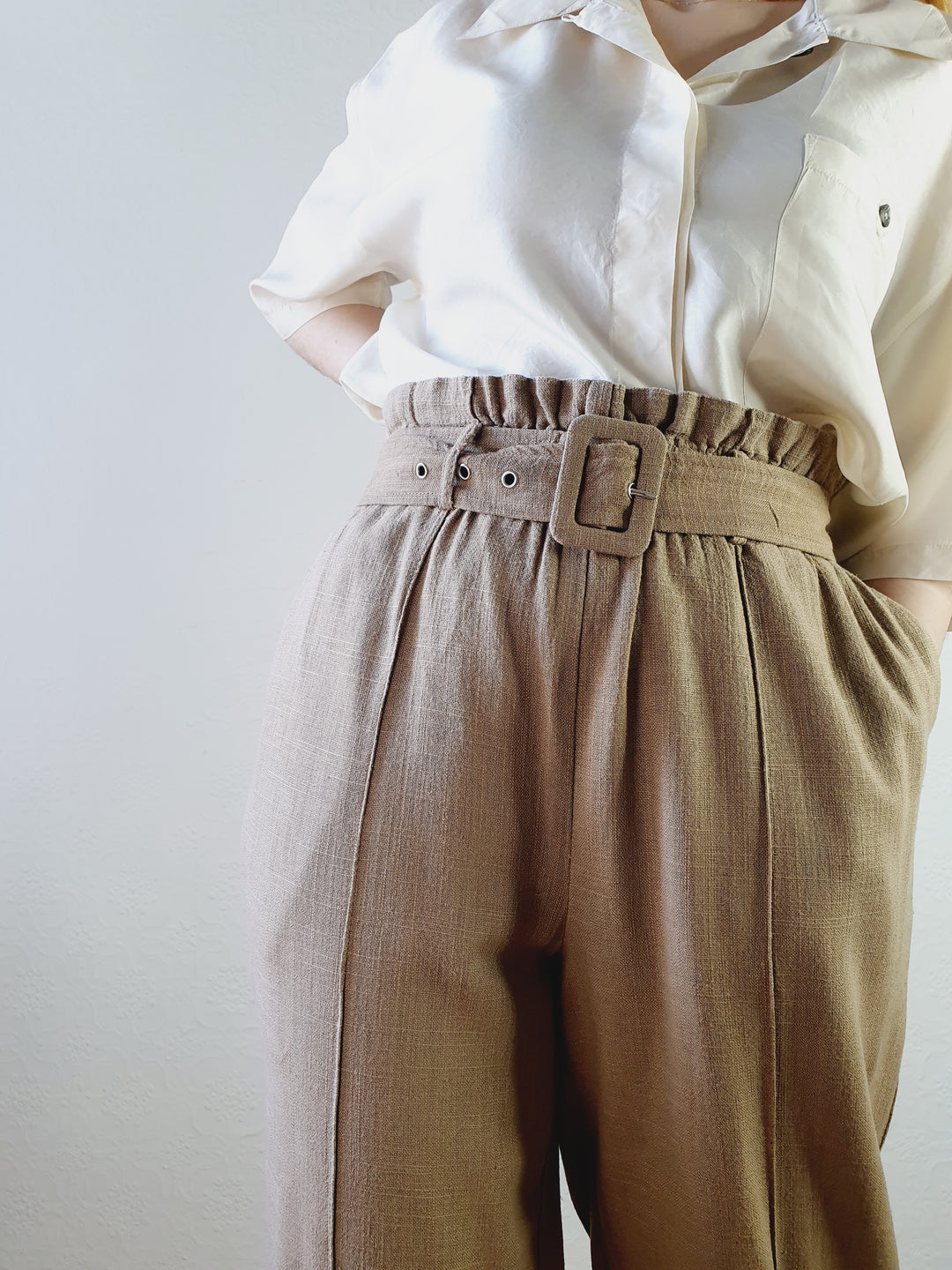 Light Brown Linen Blend Trousers - L/XL