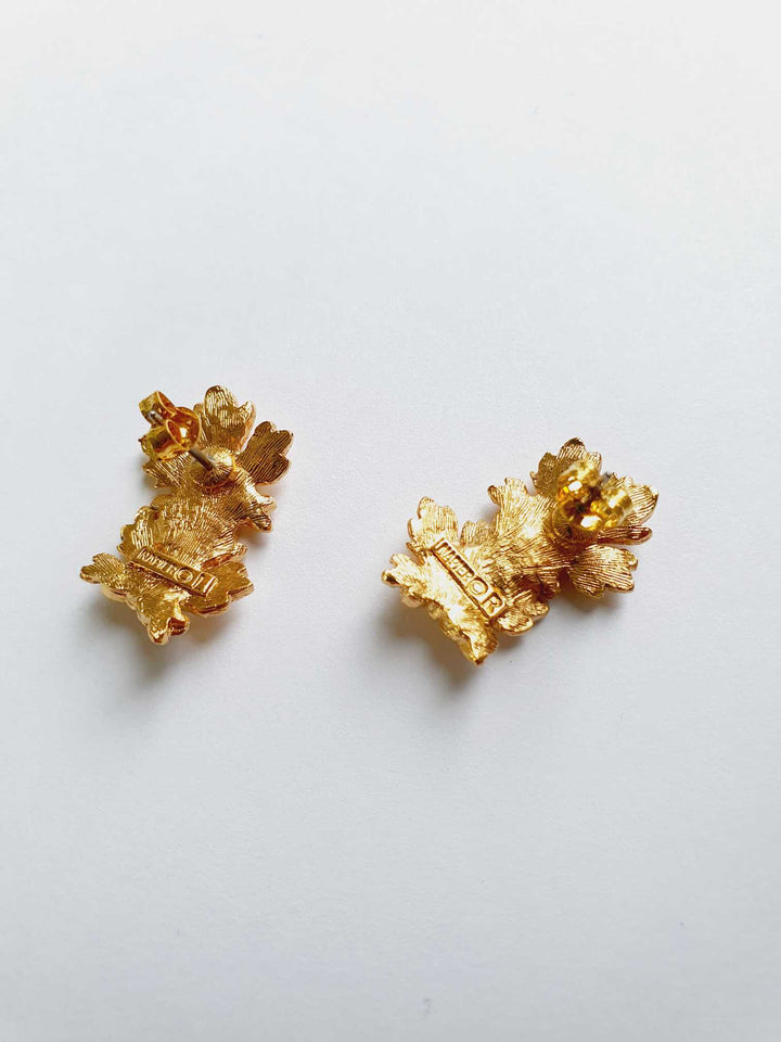 Vintage Gold Plated Leaf Stud Earrings by Napier