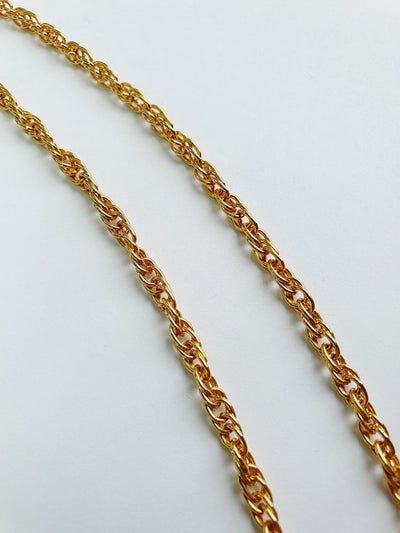 Vintage Gold Plated Wheat Chain Necklace 16"