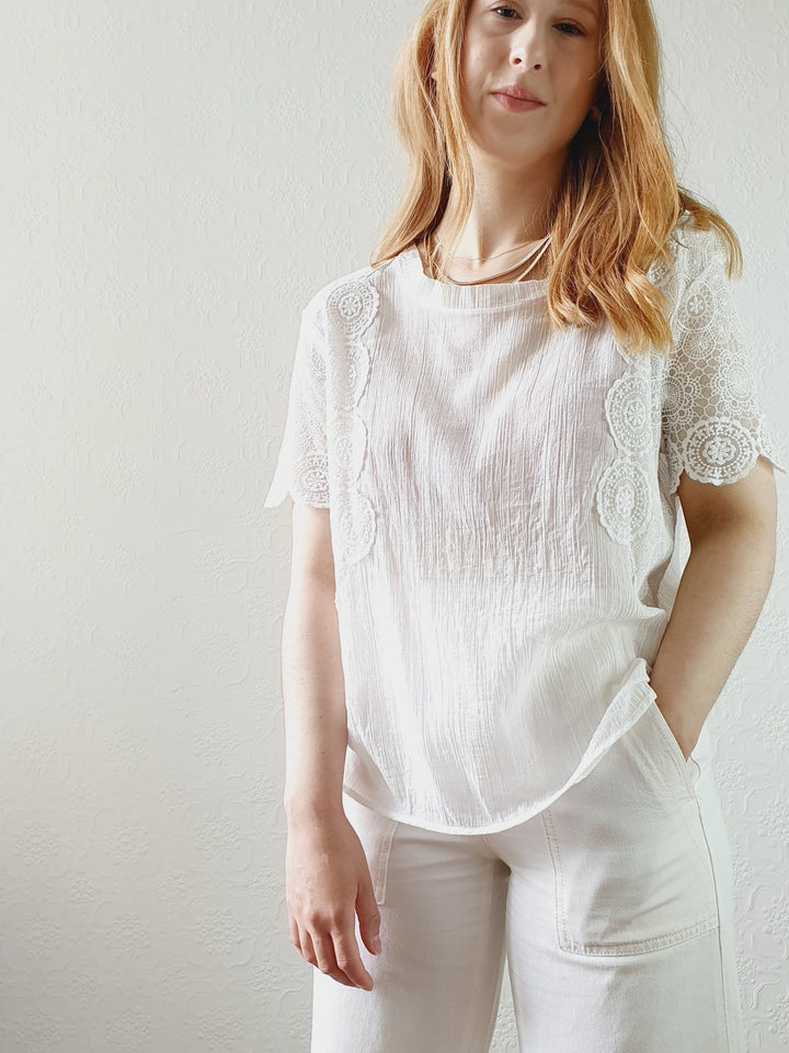 Sheer Cotton Lacy Blouse - M/L