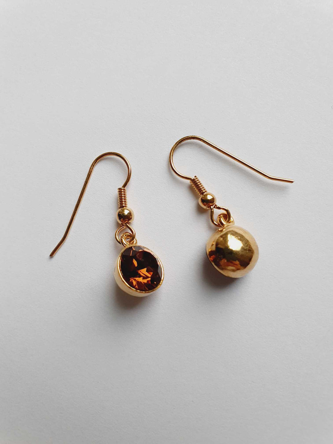 Vintage Gold Plated Drop Earrings with Copper Crystal