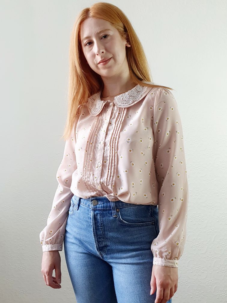 Vintage Pink Romantic Blouse - S/M