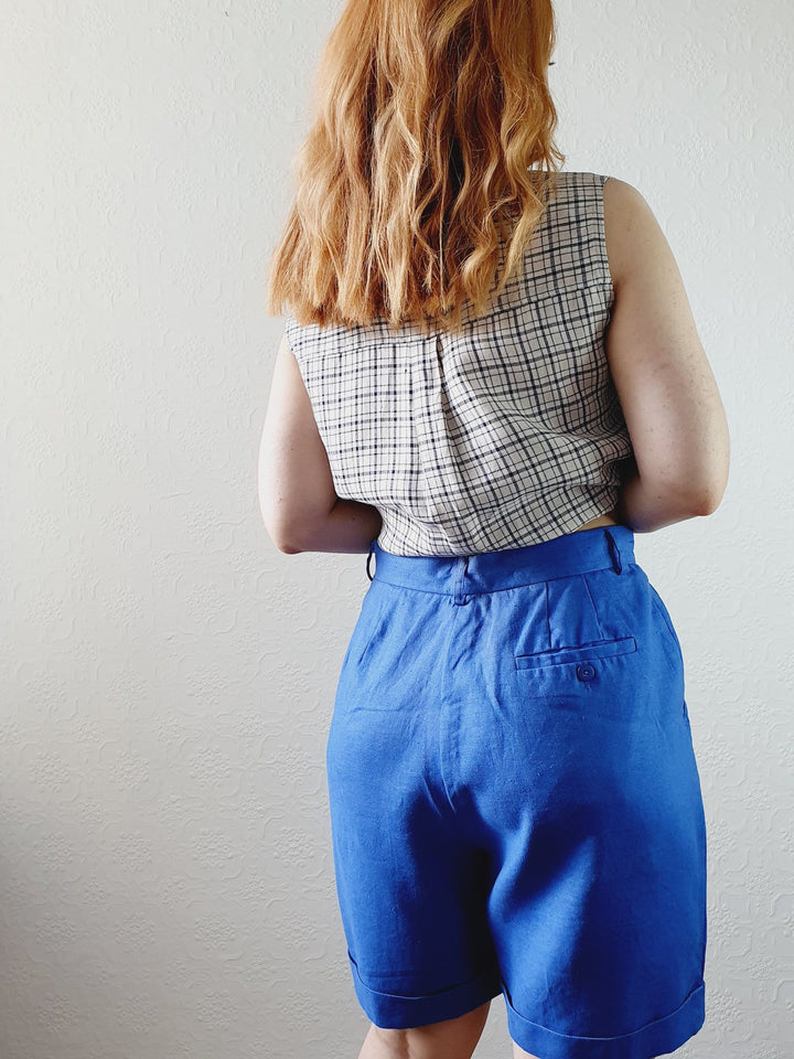 Vintage Blue Linen Shorts - M