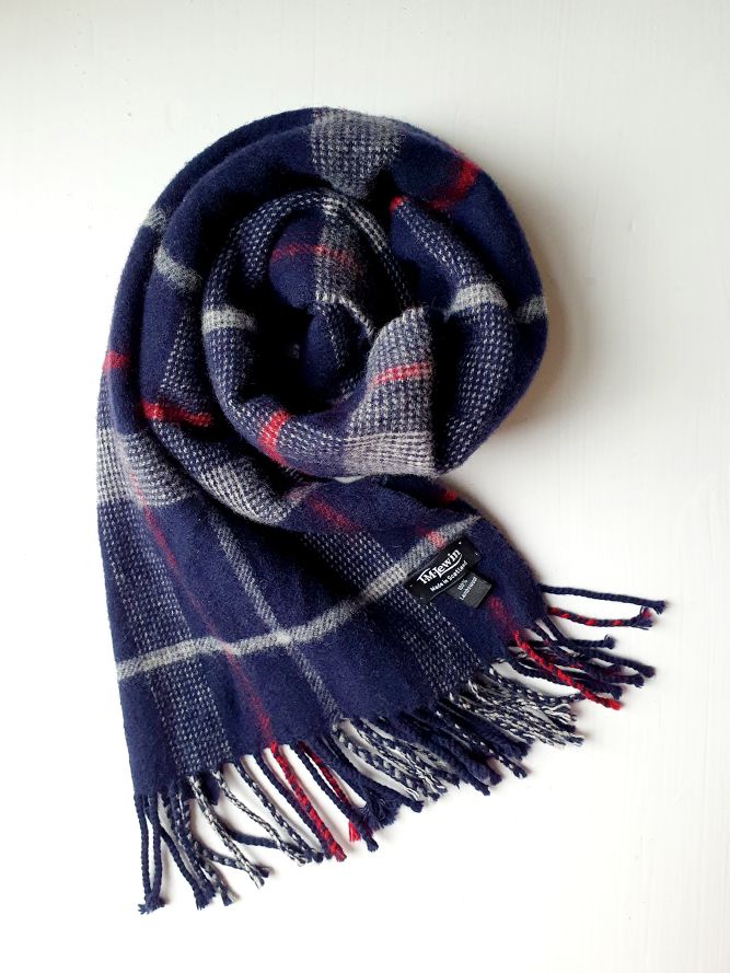 Vintage Navy Tartan Scarf