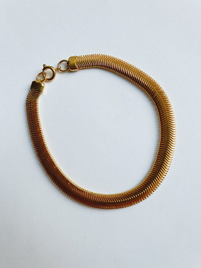Vintage Gold Plated Herringbone Chain Bracelet