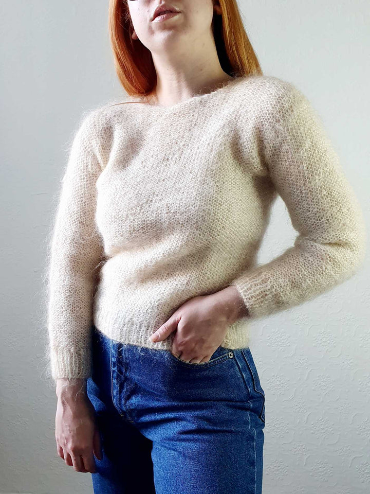 Vintage Cream Mohair Jumper - XS