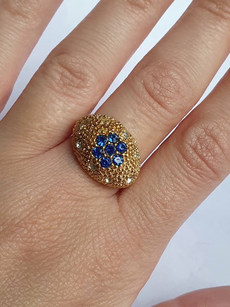 Vintage Gold Plated Crystal Chunky Ring