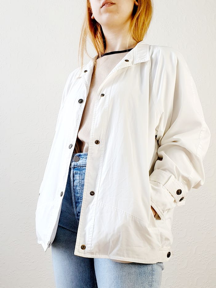 1980s White Bomber Jacket - M/L