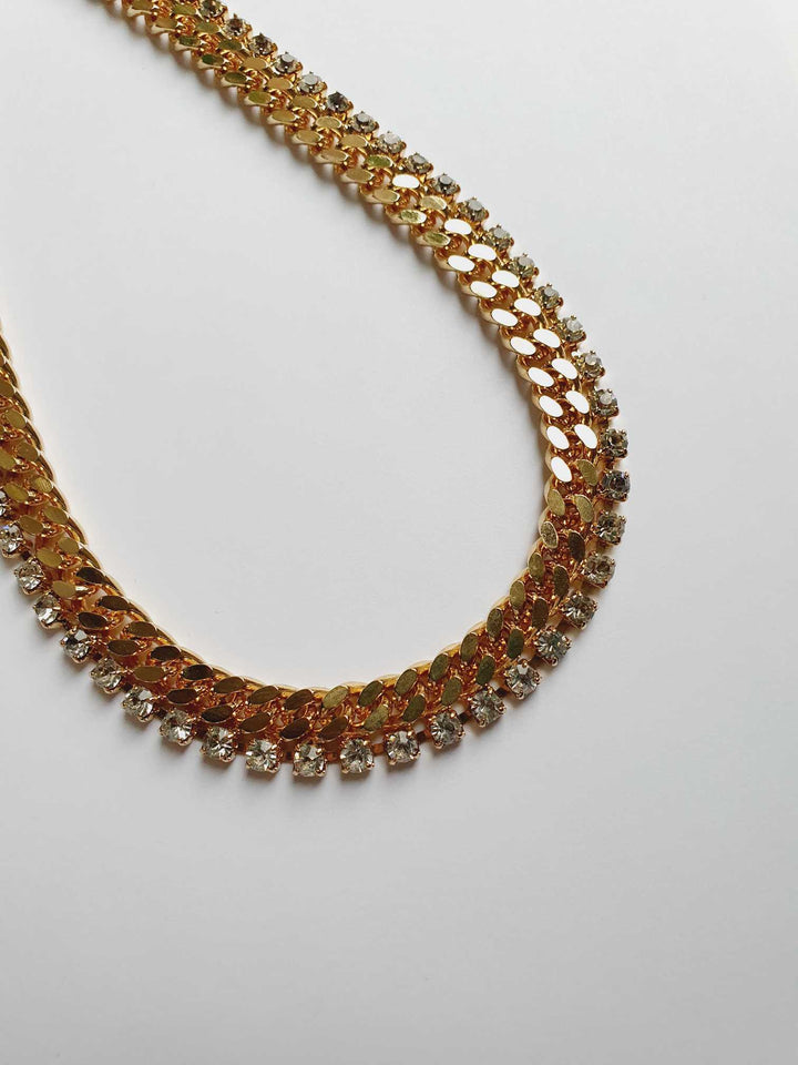 Vintage Gold Plated Chunky Crystal Necklace