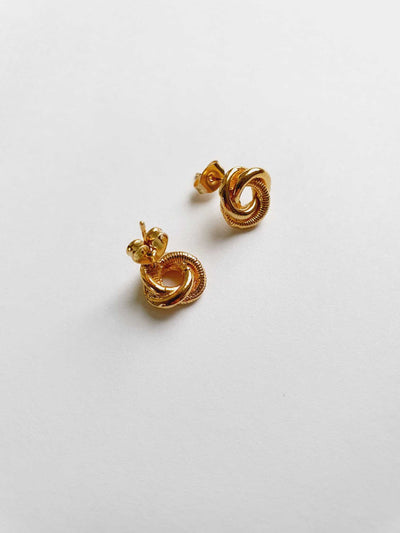 Vintage Gold Toned Knot Stud Earrings