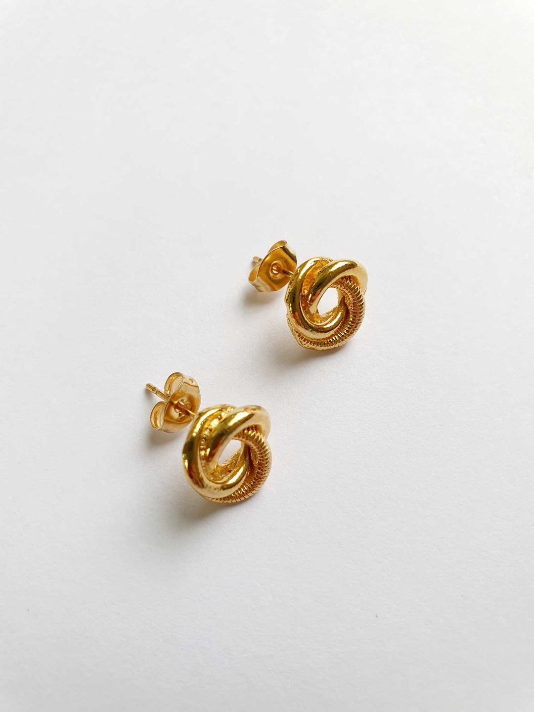 Vintage Gold Toned Knot Stud Earrings