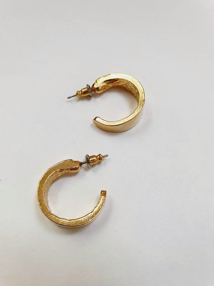 Vintage Gold Plated Chunky Hoop Earrings