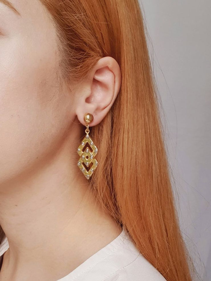 Vintage Gold Plated Statement Drop Earrings