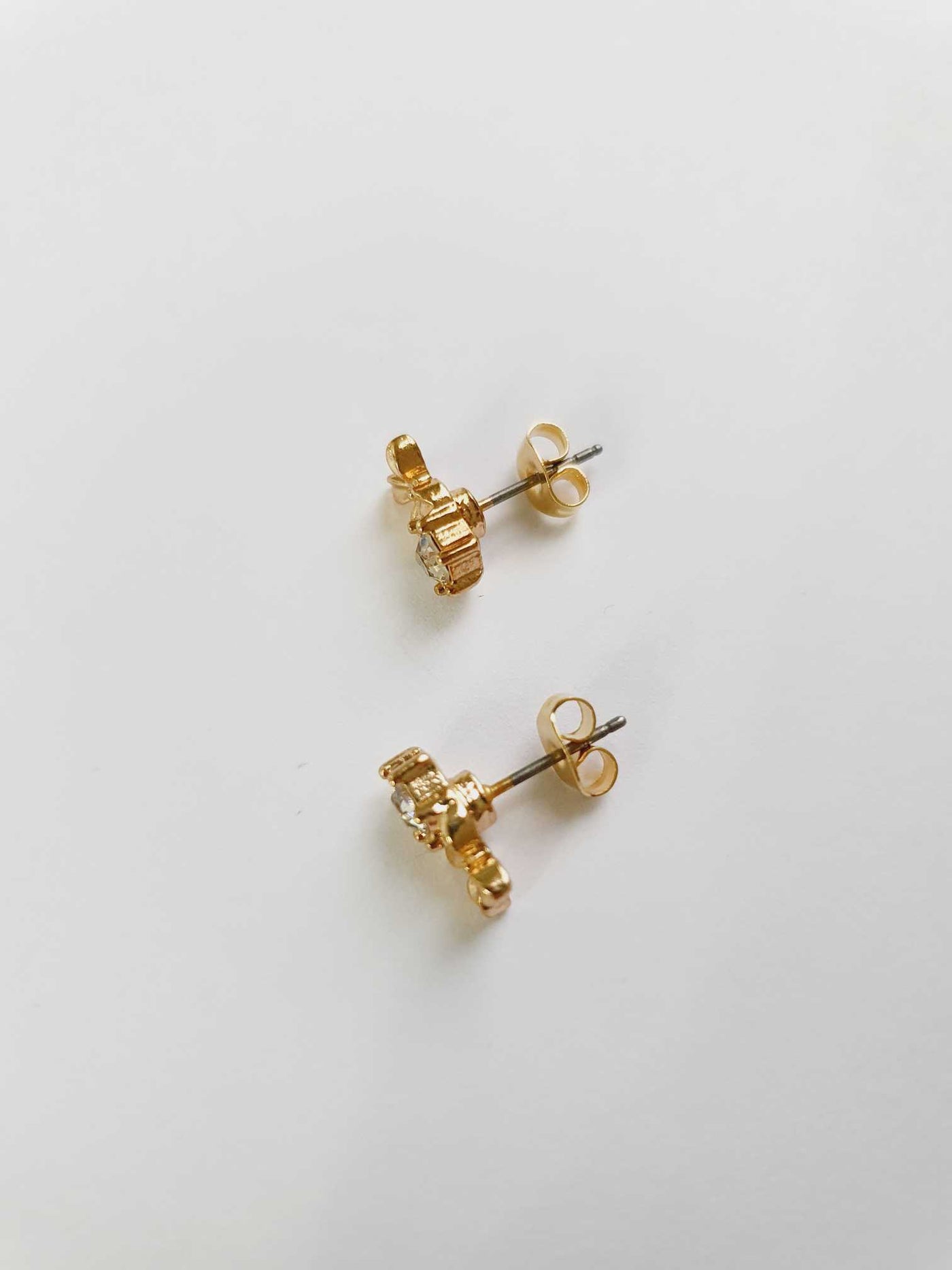 Vintage Gold Plated Crystal Stud Earrings