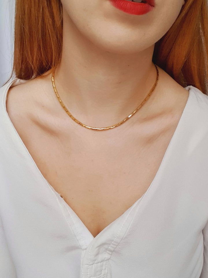 Vintage Gold Plated Square Chain Necklace