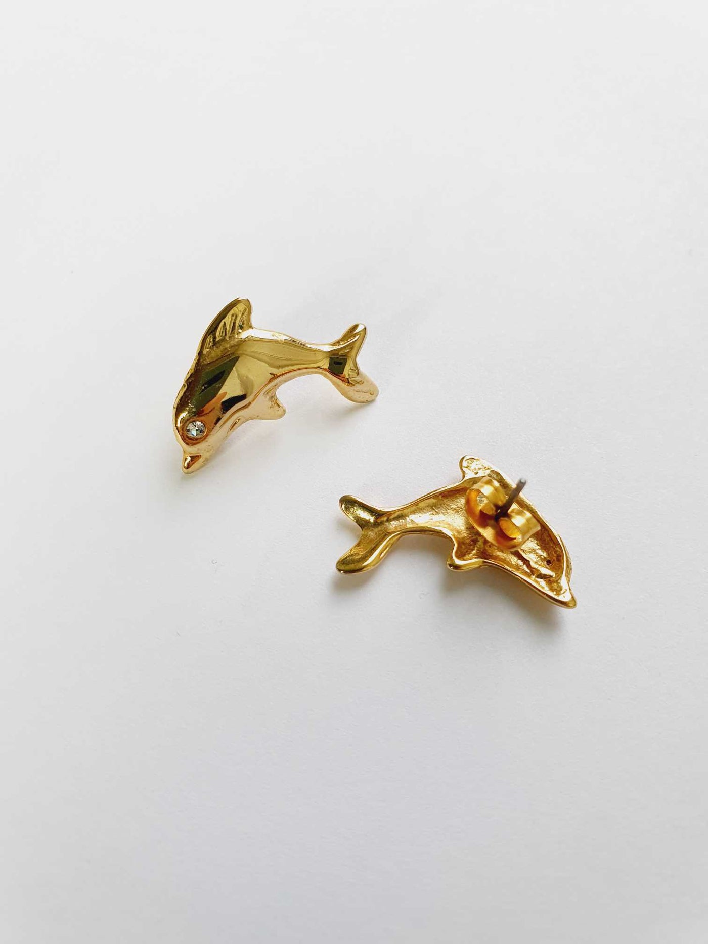 Gold Plated Dolphin Stud Earrings