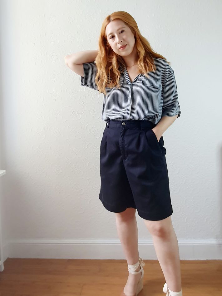 Vintage Black Cotton Shorts - S/M