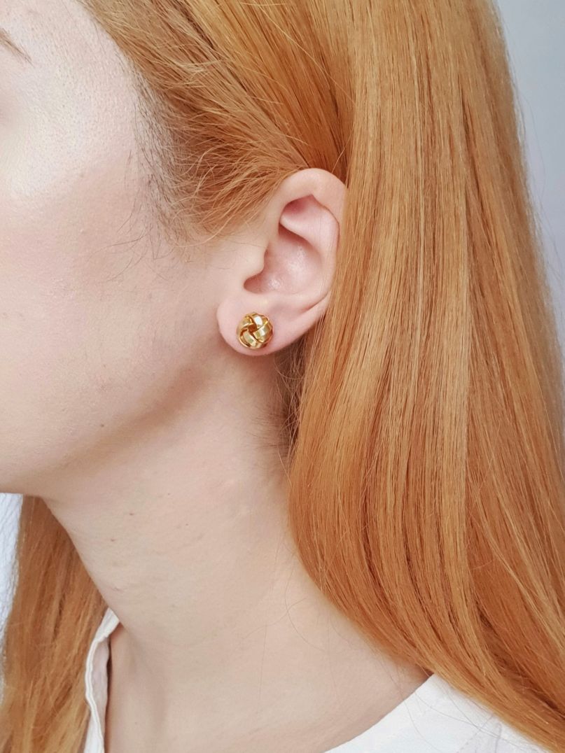 Vintage Gold Toned Twist Knot Stud Earrings