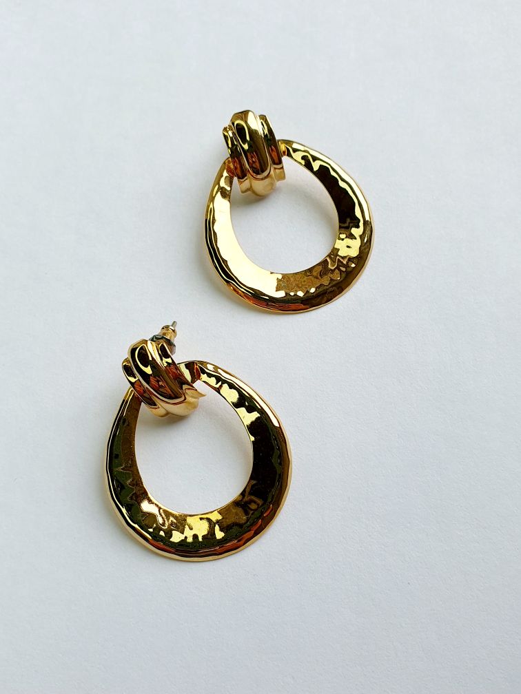 Vintage Gold Plated Hammered Earrings